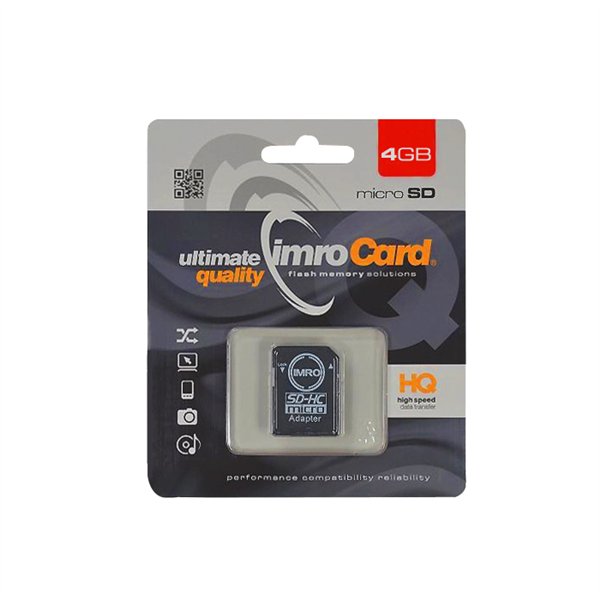 Imro mälukaart 4GB microSDHC cl. 10 + adapter