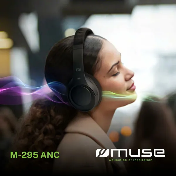 Kuulokkeet mikrofonilla Muse M295ANC Musta Harmaa