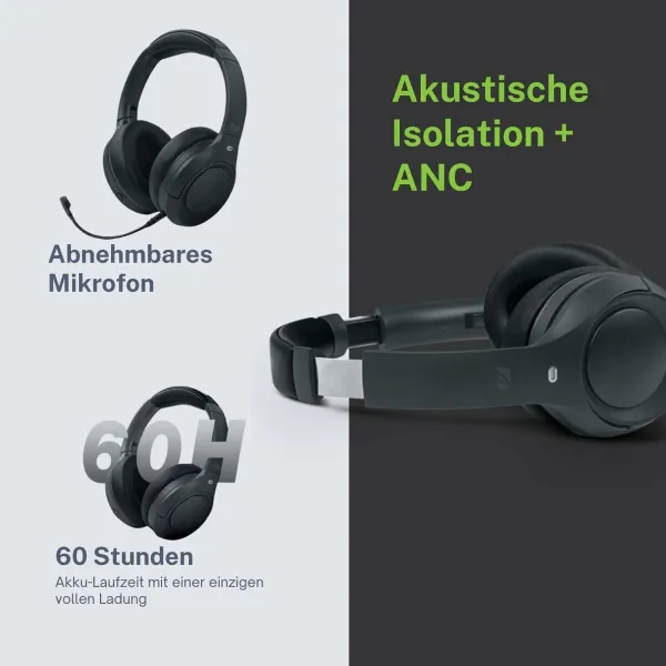 Kuulokkeet mikrofonilla Muse M295ANC Musta Harmaa