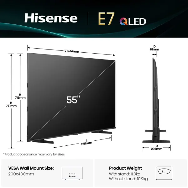 Smart TV Hisense 55E77Q       55 55" 4K Ultra HD HDR QLED