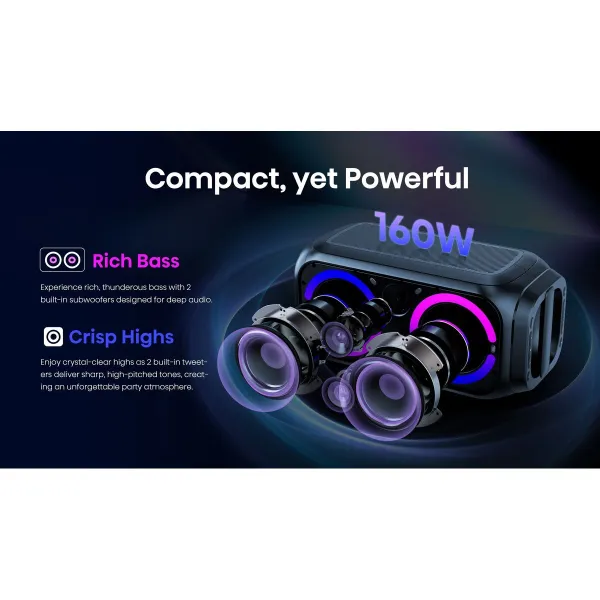 Портативный Bluetooth-динамик Hisense Party Rocket 160 Чёрный 160 W