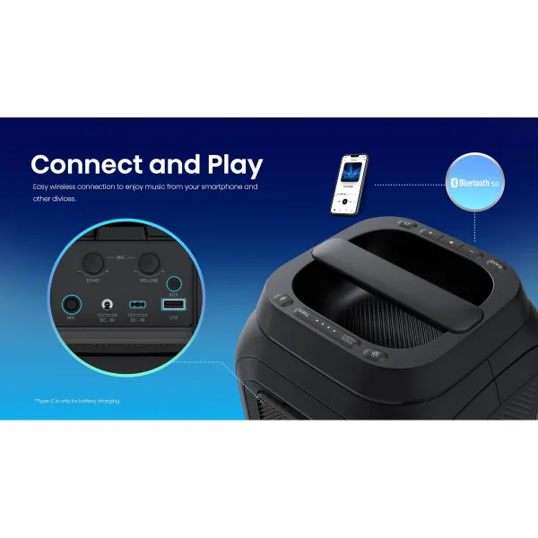 Портативный Bluetooth-динамик Hisense Party Rocket 160 Чёрный 160 W