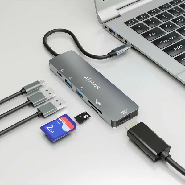 USB šakotuvas Aisens ASUC-6P016-GR Pilka Spalvotas