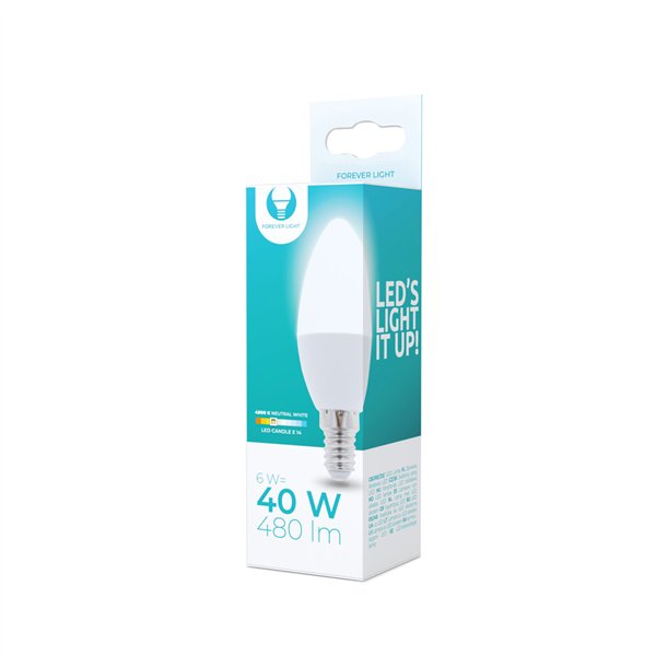 LED-lamppu E14 C37 6W 230V 4500K 480lm Forever Light