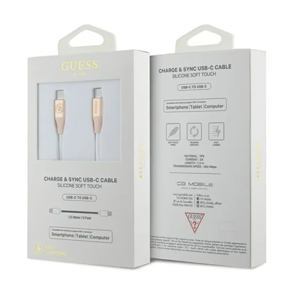 Guess Ebossed Logo - USB-C to USB-C Fast Charging cable 1.5m (gold)