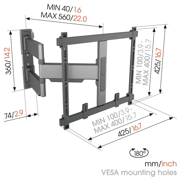 Подставка для ТВ с рукой Vogel's TVM5445   NEGRO 32" 65"