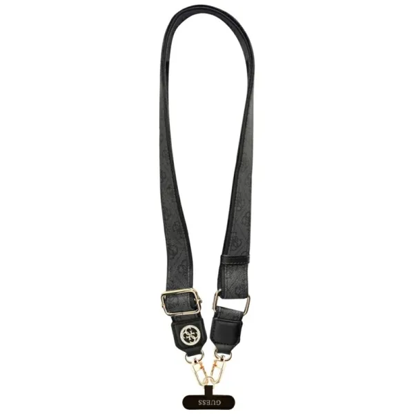 Guess Universal Crossbody Strap 4G Tether Patch Strass Metal Logo - Universal Phone Strap / Lanyard (Black)