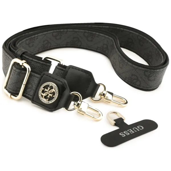 Guess Universal Crossbody Strap 4G Tether Patch Strass Metal Logo - Universal Phone Strap / Lanyard (Black)