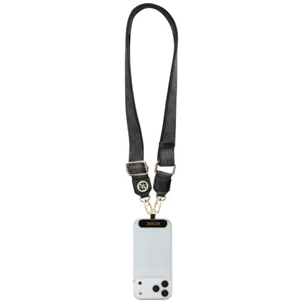 Guess Universal Crossbody Strap 4G Tether Patch Strass Metal Logo - Universal Phone Strap / Lanyard (Black)