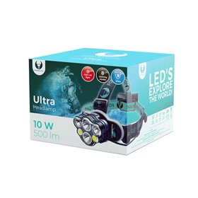 LED Headlamp Ultra T6 2x 10W + XP-E 2x 3W 500lm 2x 18650 1800mAh Li-Ion Forever Light