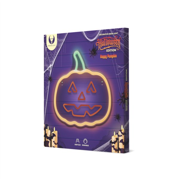 Неоновый светодиод PLEXI HAPPY PUMPKIN, оранжевый, зеленый, FPNE10, вечно светящийся