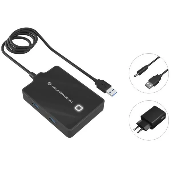 USB Centrmezgls Conceptronic 110517207101 Melns