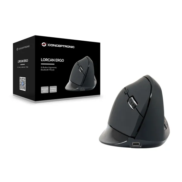 Ergonomiška optinė pelė Conceptronic LORCAN03B Juoda