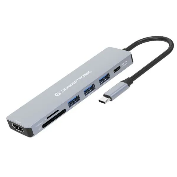 USB Centrmezgls Conceptronic 110519207101 Pelēks 100 W