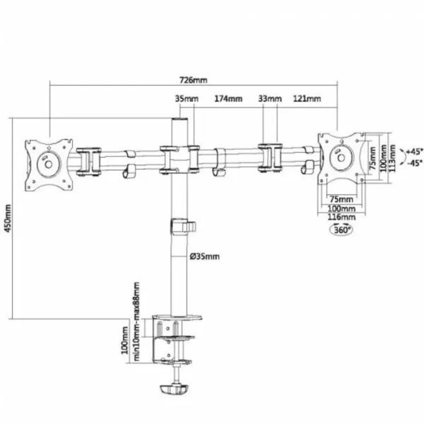 Ekrano laikiklis Equip 650115 13"-27"