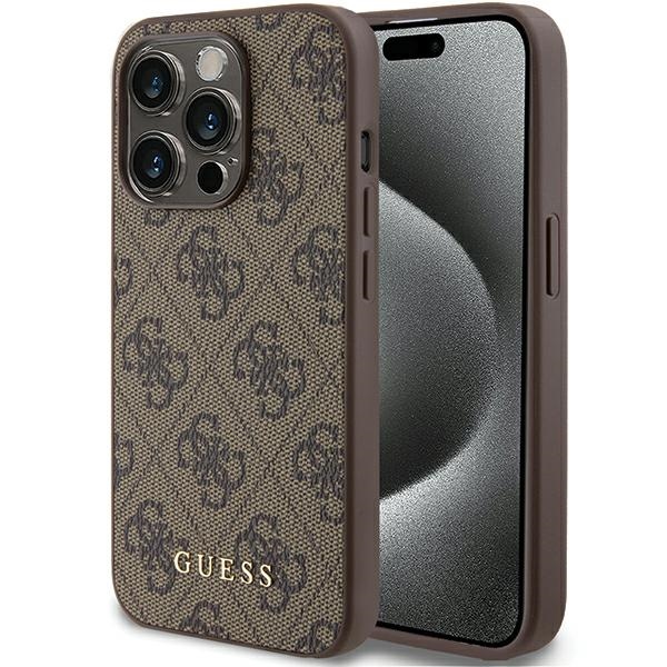 Guess iPhone 15 Pro 6,1" GUHCP15LG4GFBR brūns HC PU 4G metāla logotips