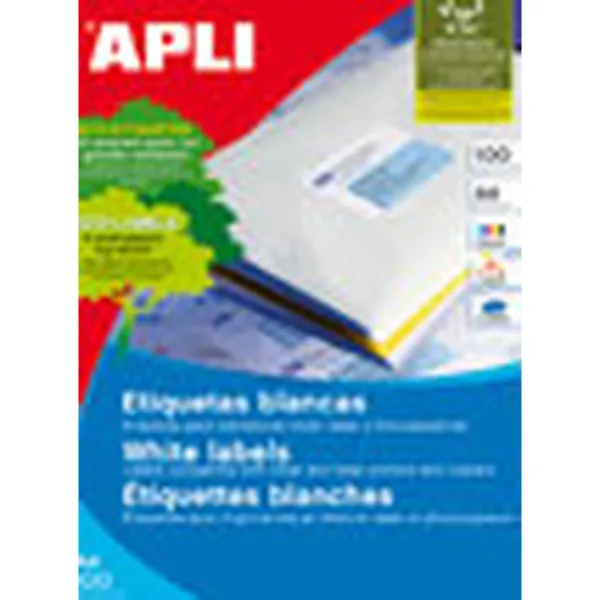 Lipnios etiketės Apli 01299 100 Paklodės 105 x 29 mm Balta