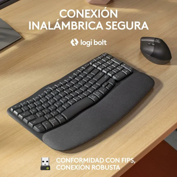 Клавиатура и мышь Logitech Графитовый Сталь Испанская Qwerty
