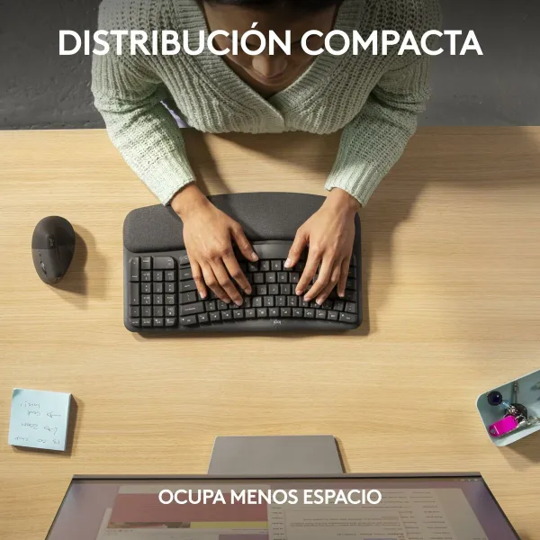 Клавиатура и мышь Logitech Графитовый Сталь Испанская Qwerty