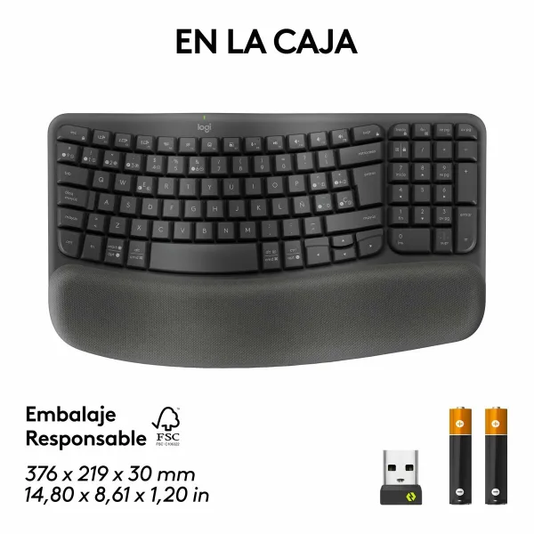 Клавиатура и мышь Logitech Графитовый Сталь Испанская Qwerty
