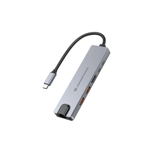USB Centrmezgls Conceptronic 6 en 1 USB 3.2 Gen 2 Pelēks
