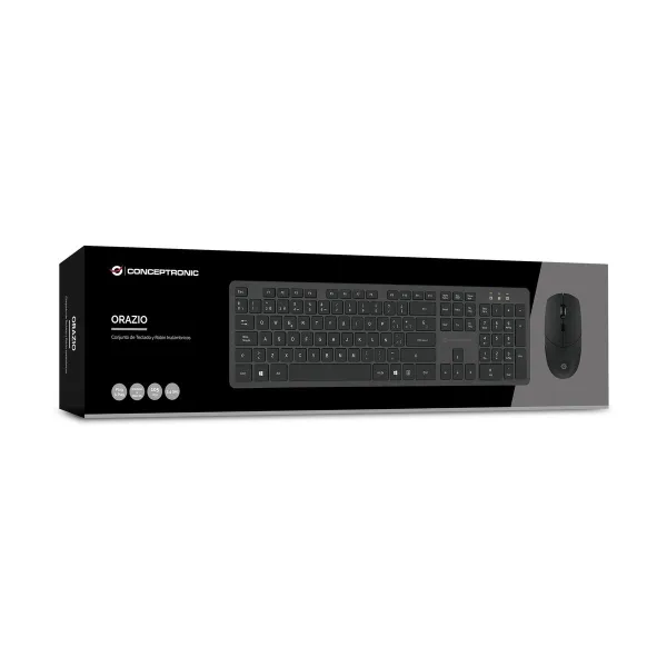Klaviatuur ja Hiir Conceptronic 120848407201 Must Hispaaniakeelne Qwerty