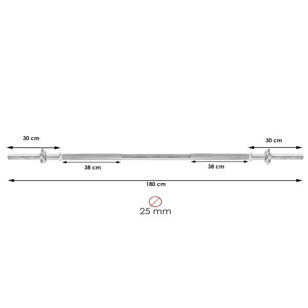Fitnesa taisnais stienis Springos FA1047 180 cm 25mm