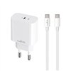 Maxlife MXTC-06-20C PD QC charger 1x USB-C 20W white + USB-C - USB-C cable 20W