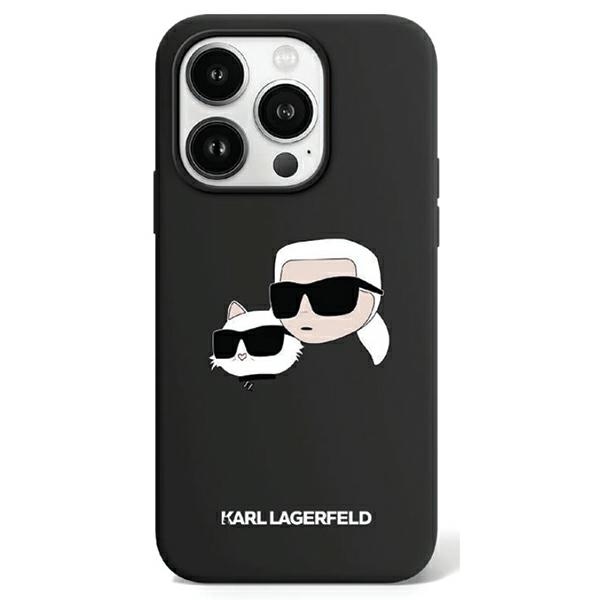 Karl Lagerfeld iPhone 15 Pro Max 6,7" KLHMP15XSKCHPPLK melns HC Magsafe silikona maciņš ar dubultu galviņu apdruku.