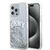 Чехол DKNY для iPhone 15 Pro Max 6,7" DKHCP15XLBNAET, белый HC с жидкими блестками и логотипом в форме арки