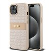Чехол DKNY для iPhone 15 6,1 дюйма DKHCP15SPRTHSLP розовый HC PU с повторяющимся фактурным узором и тональной полосой