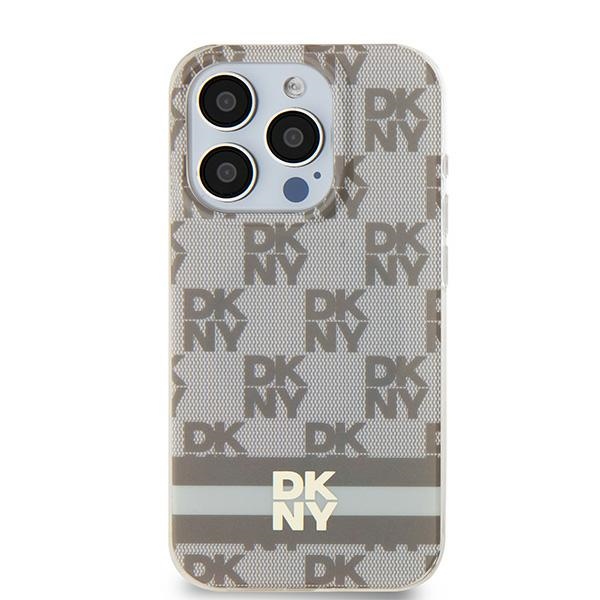 DKNY maciņš iPhone 15 6,1" DKHMP15SHCPTSE bēšs HC Magsafe PC TPU rūtainais raksts ar apdrukātām svītrām