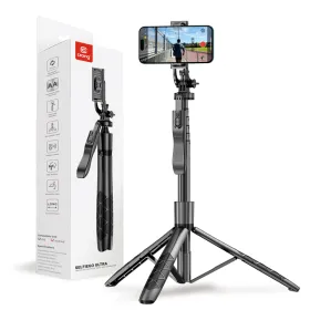 Crong SelfieGo Ultra – Aluminum Bluetooth Selfie Stick Tripod (Black)