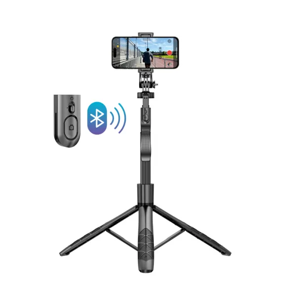 Crong SelfieGo Ultra – Aluminum Bluetooth Selfie Stick Tripod (Black)