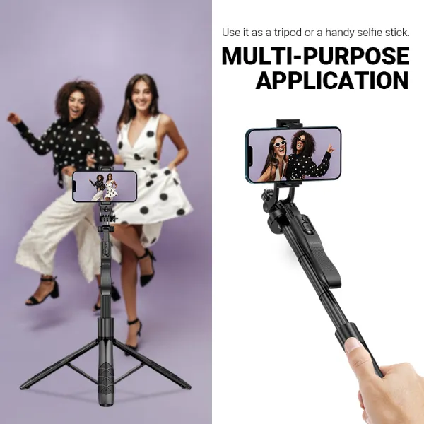 Crong SelfieGo Ultra – Aluminum Bluetooth Selfie Stick Tripod (Black)