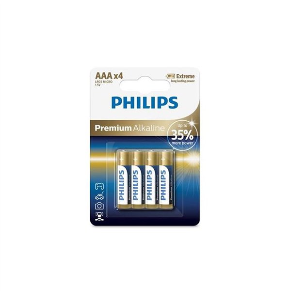 Батарейки PHILIPS AAA LR03 4 шт., блистер Premium Alkaline