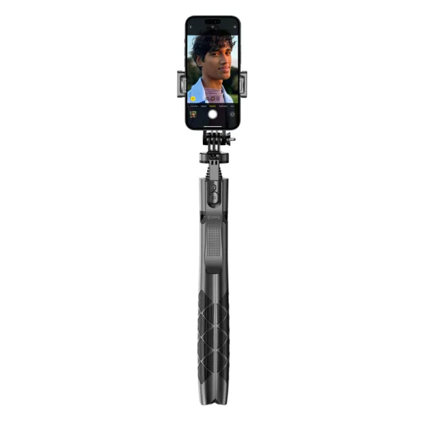 Crong SelfieGo Ultra – Aluminum Bluetooth Selfie Stick Tripod (Black)