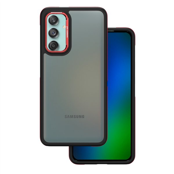 Krištolinis juodas dėklas, skirtas „Samsung Galaxy M55 5G“, raudonas