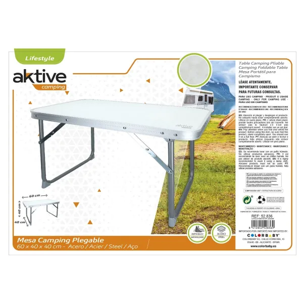 Folding Table Aktive White 60 x 40 x 40 cm (4 Units)