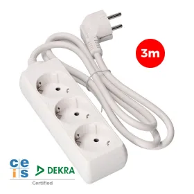 Блок электрических розеток, 3 позиции, без выключателя EDM 41033 Schuko (3 m)