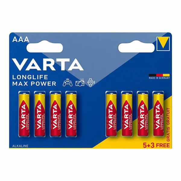 Baterijos Varta longlife max power aaa - lr03 1,5 V AAA (8 Dalys) (10 vnt.)