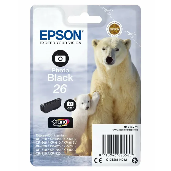 Originaalne Tindikassett Epson 26 Must