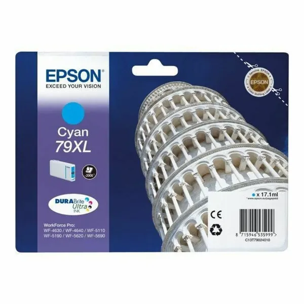 Alkunperäinen mustepatruuna Epson 79XL Pisa Tower Syaani