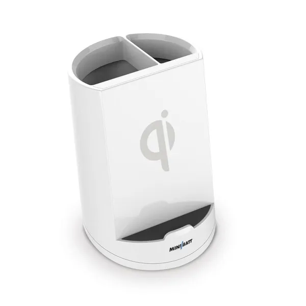Беспроводное зарядное устройство с подставкой для телефона MiniBatt PowerCUP Стакан для ручек Белый