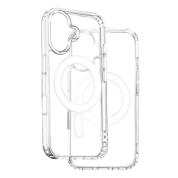 Anti Shock 1,5 mm Mag case for iPhone 16 Plus 6,7" transparent big hole + button
