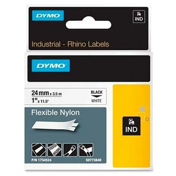 Laminuota juosta etikečių klijavimo aparatams Dymo Rhino Juoda Balta (5 vnt.)