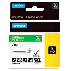 Laminoitu teippi tarrakoneelle Rhino Dymo ID1-12 12 x 5,5 mm Valkoinen Vihreä Vinyylit Itseliimautuvat (5 osaa)