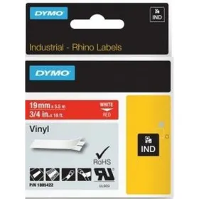 Laminated Tape for Labelling Machines Rhino Dymo ID1-19 19 x 5,5 mm Red White Stick Self-adhesives (5 Units)