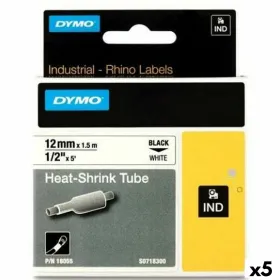Laminoitu teippi tarrakoneelle Rhino Dymo ID1-12 Valkoinen Musta 12 x 1,5 mm (5 osaa)