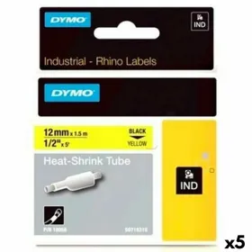 Laminoitu teippi tarrakoneelle Rhino Dymo ID1-12 Keltainen Musta 12 x 1,5 mm (5 osaa)
